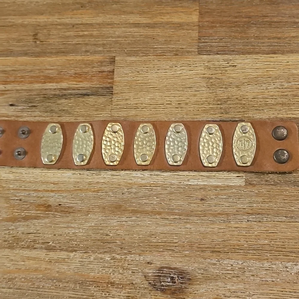 Brown Leather Bracelet with Gold Accents, Men, Unisex